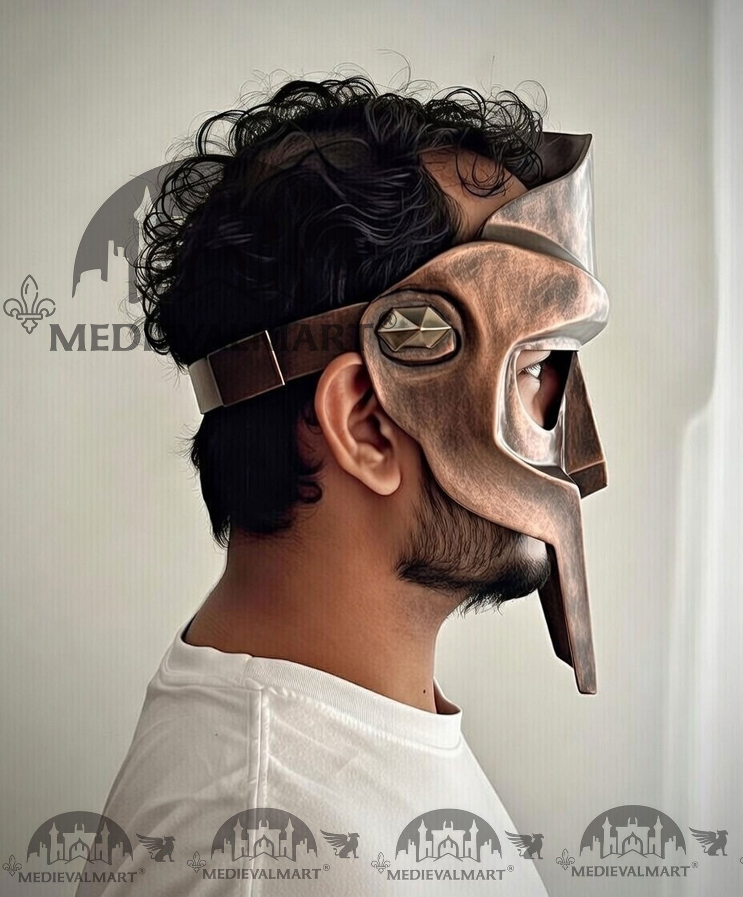 MEDIEVALMART PREMIUM MF DOOM Mask Mad Villain Antique Bronze Finish Steel Face Armor