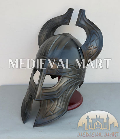 MEDIEVALMART Great Fantasy Helmet With Metal Horns or Free Stand | LARP Props