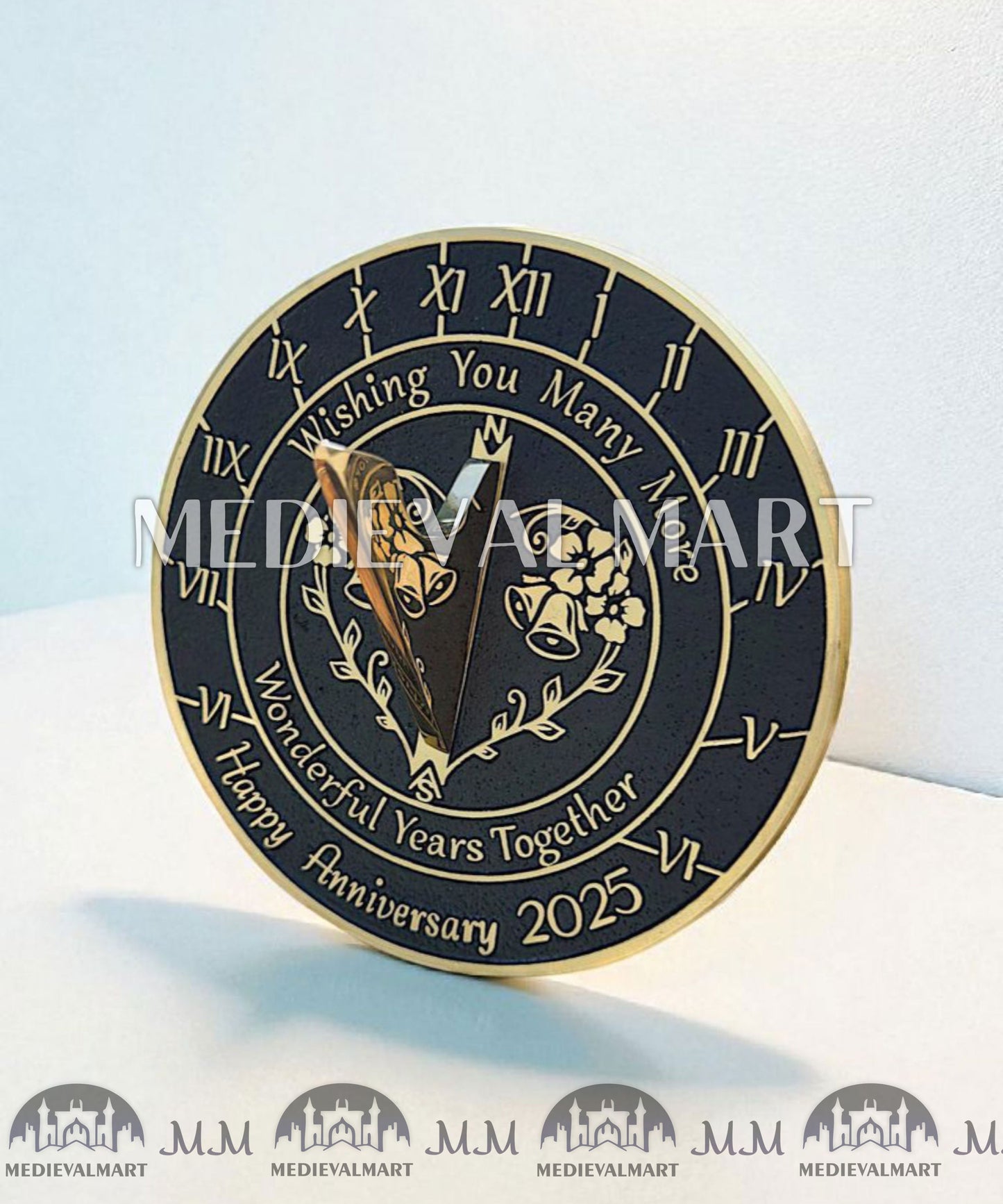 MEDIEVALMART "Wonderful Years" Happy Anniversary Sundial Clock Best Gift For Anniversary Day
