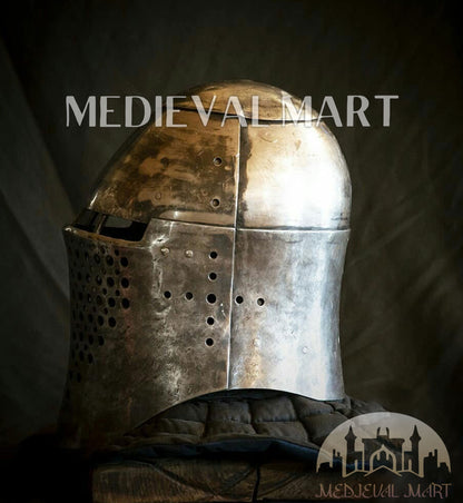 MEDIEVALMART The Great Alexander Hard Steel Edition War Damage Helmet on full Size