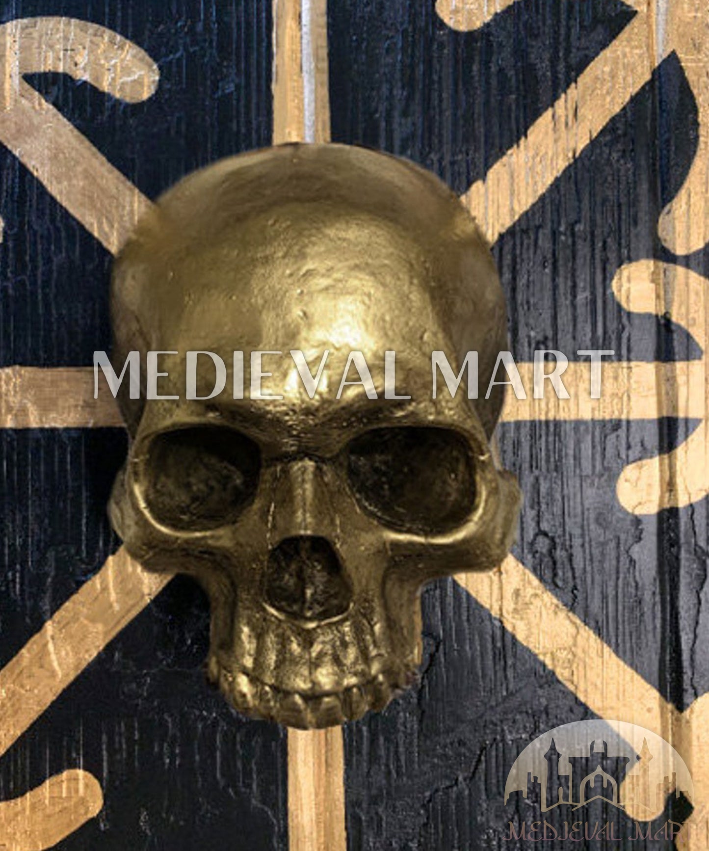 MEDIEVALMART Viking's Iconic Vegvisir Skull and Compass   Battleworn Viking Wooden Shield | Gifts For Dad