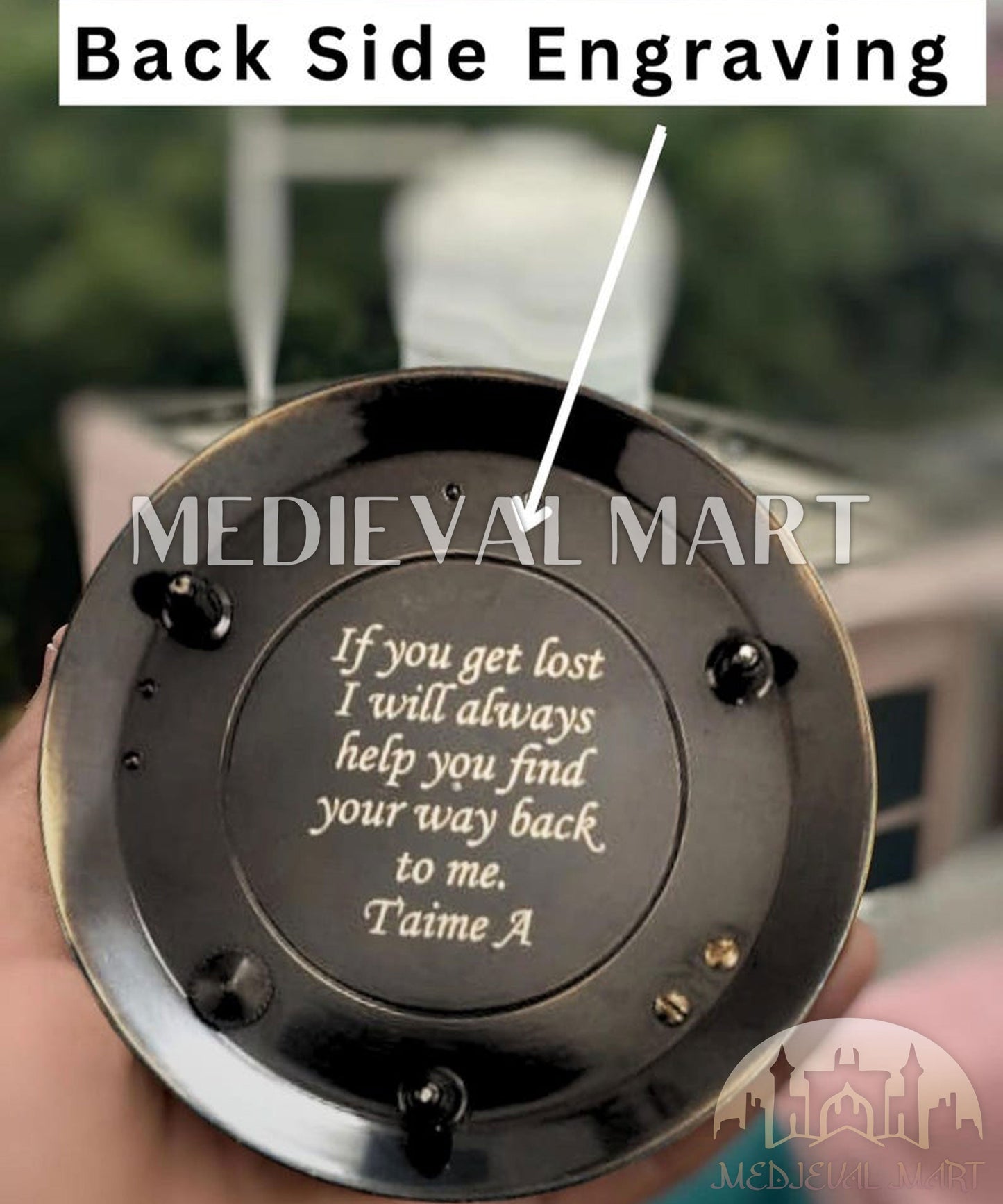 MEDIEVALMART “AstraDial” Antique Brass Sundial Compass (1885 Replica) W/H Dark “VintageVault” Case | Gifts For Mom & Dad