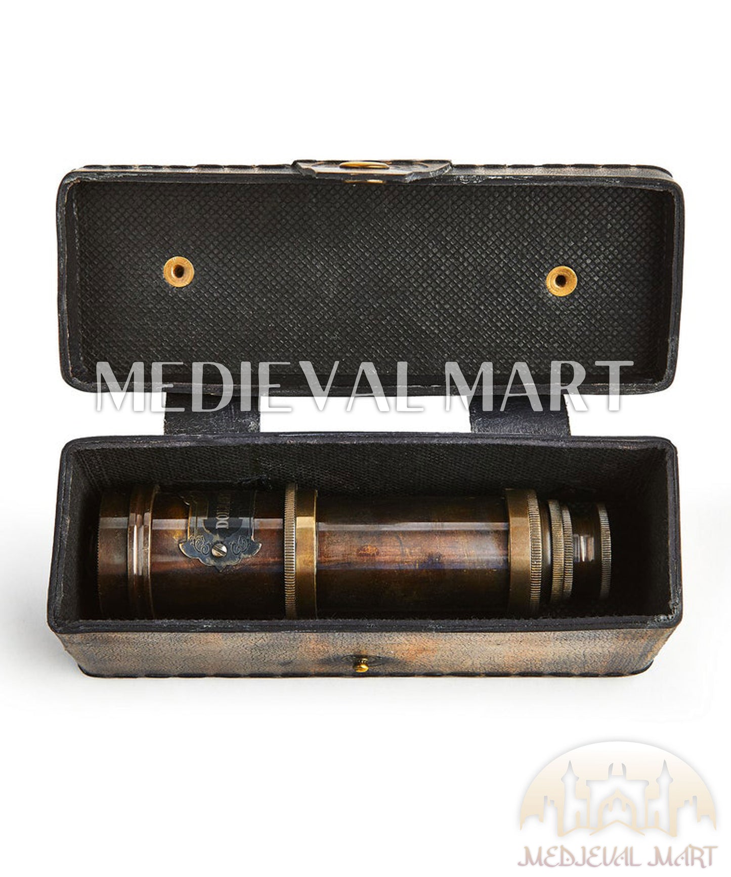 MEDIEVALMART Handcrafted Brass Nautical Telescope: Vintage Spyglass Replica with Leather Case
