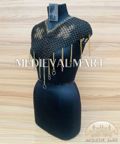 MEDIEVALMART Women’s Black (Sable Knight) Chainmail Armor W/o Skirt