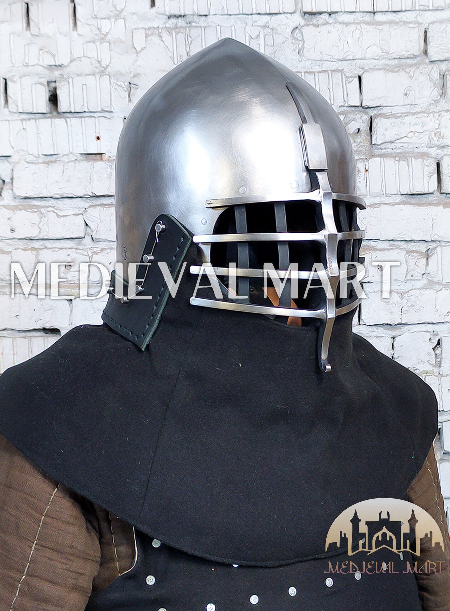 MEDIEVALMART Medieval Wolf Ribs Bacinet Helmet For HMB; SCA, Buhurt