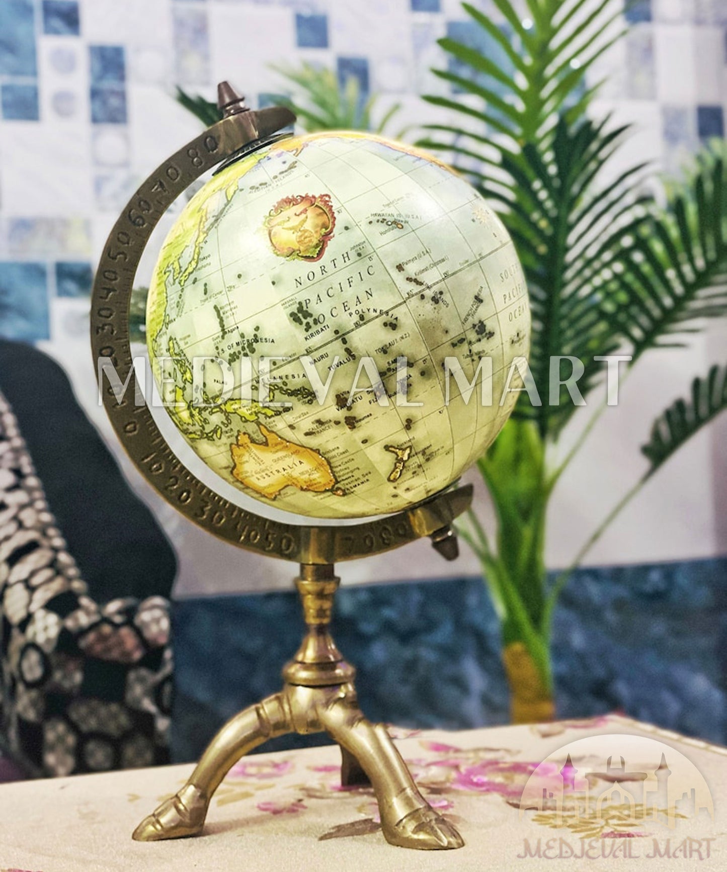 MEDIEVALMART Antique Decorative Table Authentic World Globe Revolving World Map  | Christmas Gifts, Gift for Dad, Gift for Mom