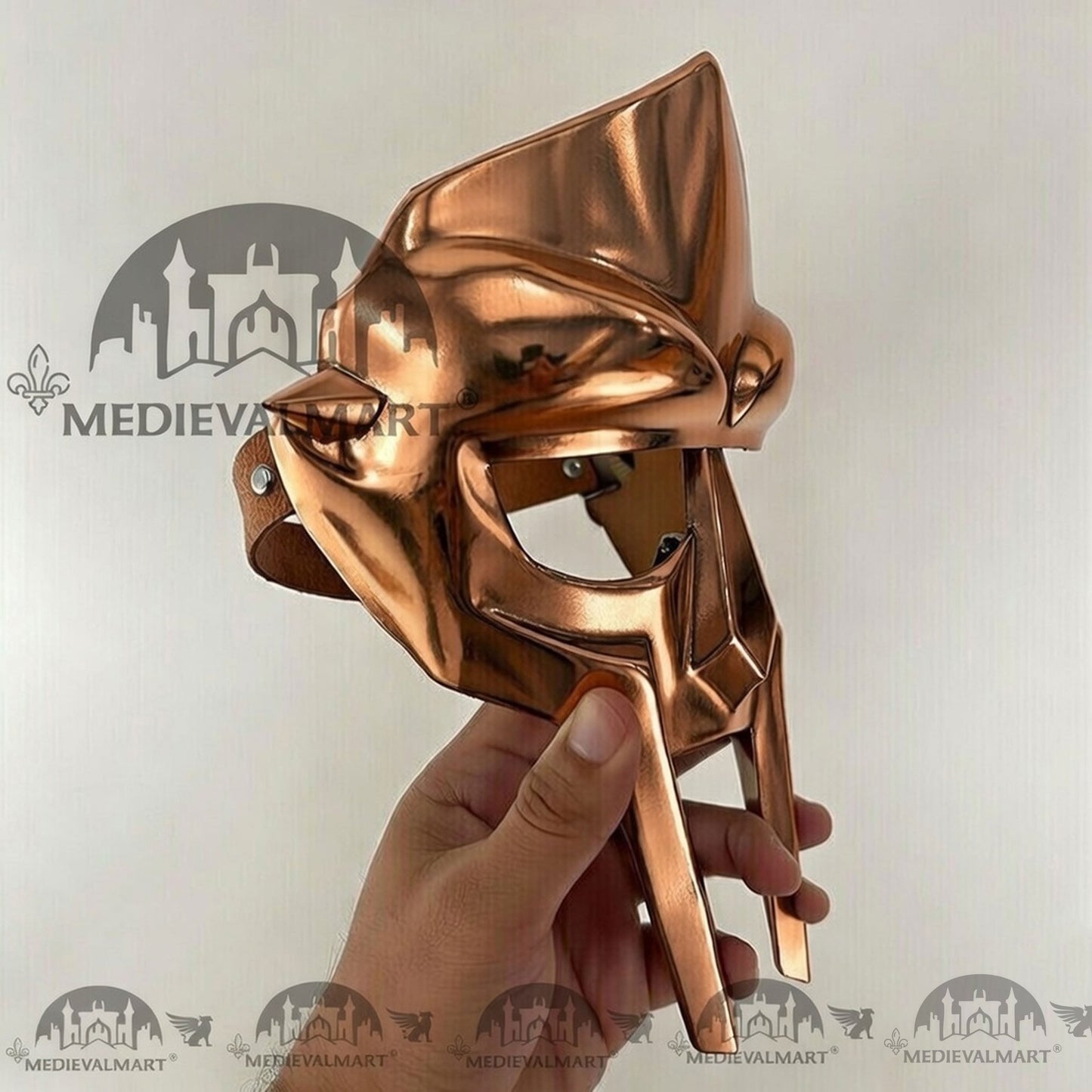 MEDIEVALMART MF DOOM Mask Mad-villain Copper Finish Steel Face Armor