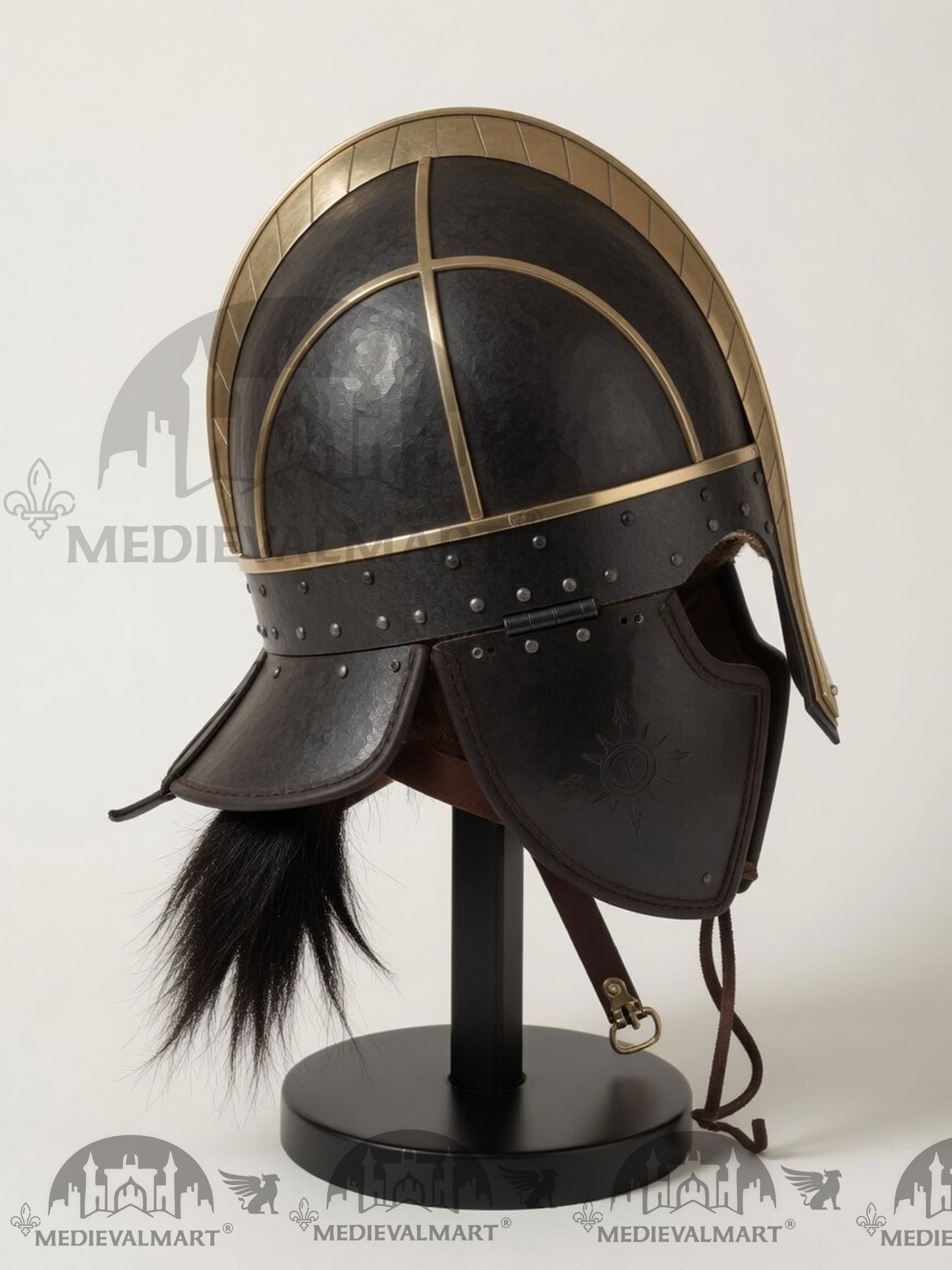 MEDIEVALMART Anglo Saxon Vendel Helmet – Medieval Viking Helmet with Brass Trim for Reenactment
