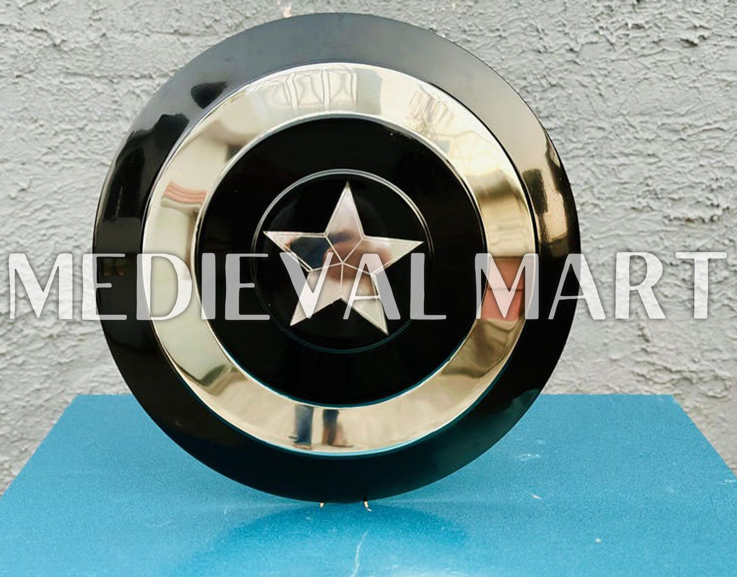 MEDIEVALMART Marvel Legend Captain America Shield Black Finish | Marvel Prop Replica