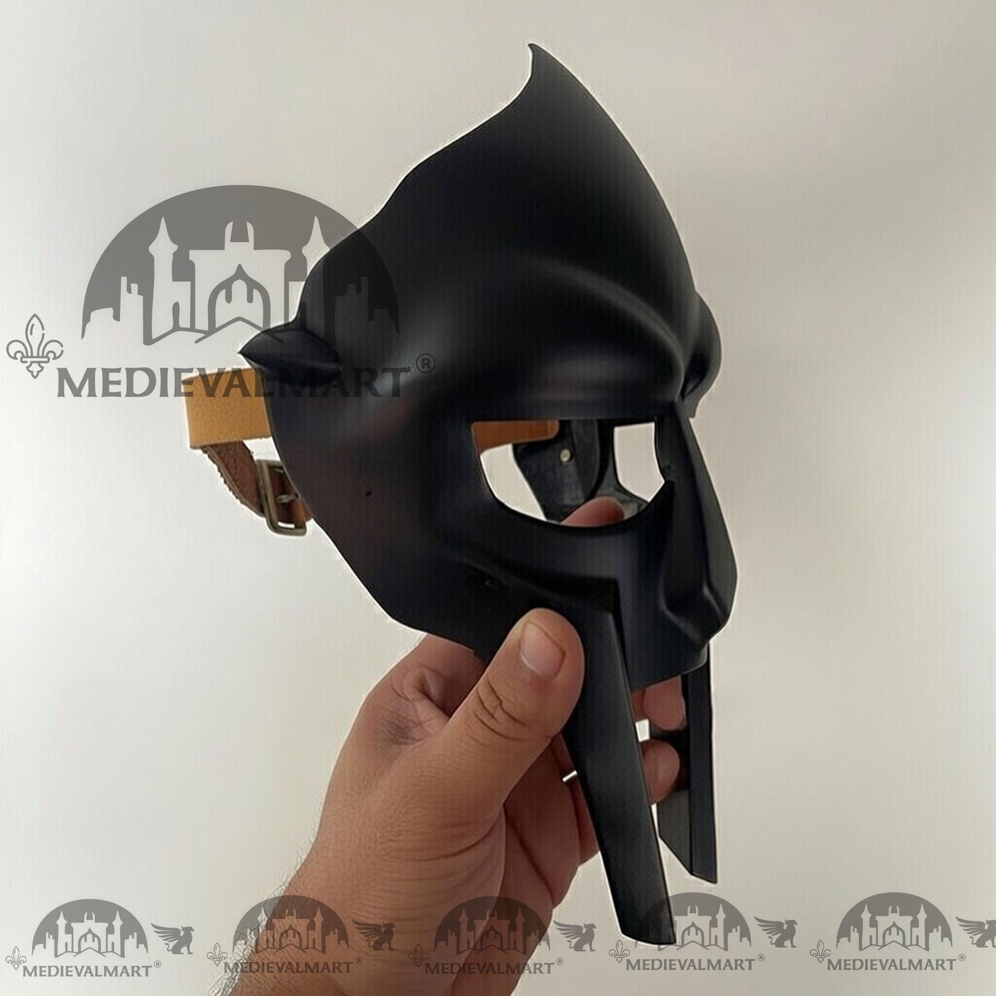 MEDIEVALMART MF DOOM Mask Mad-villain Patina Black Finish Steel Face Armor