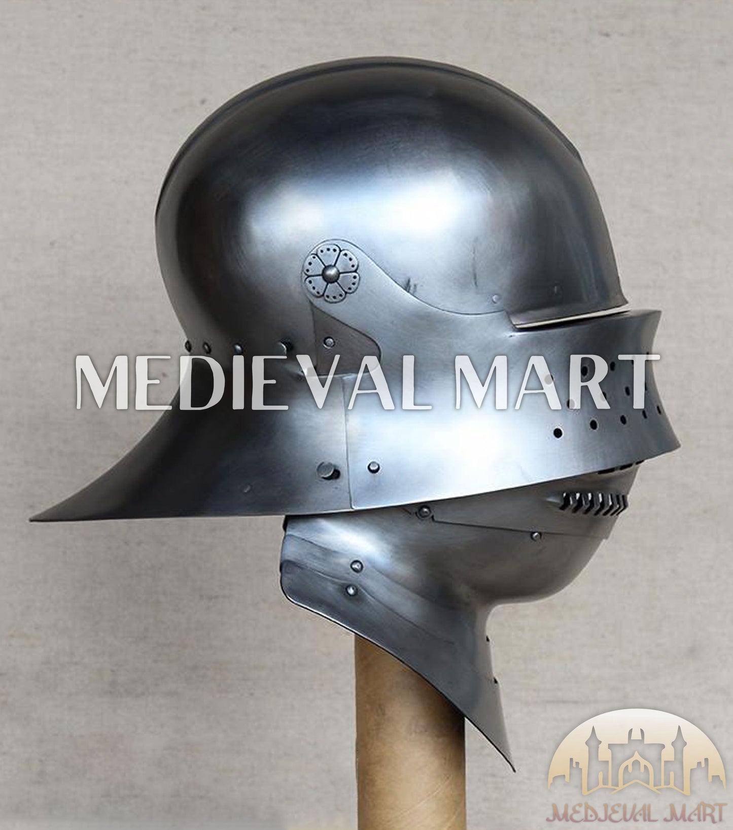 MEDIEVALMART 15 Century German Knight Closed Medieval Sallet Helmet With Neck Armor