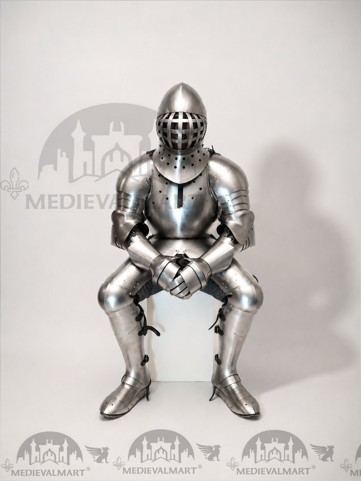 MEDIEVALMART 1400s Medieval Tournament Knight Parade High Gothic Plate Armor W/H Kolbenturnier Bacinet