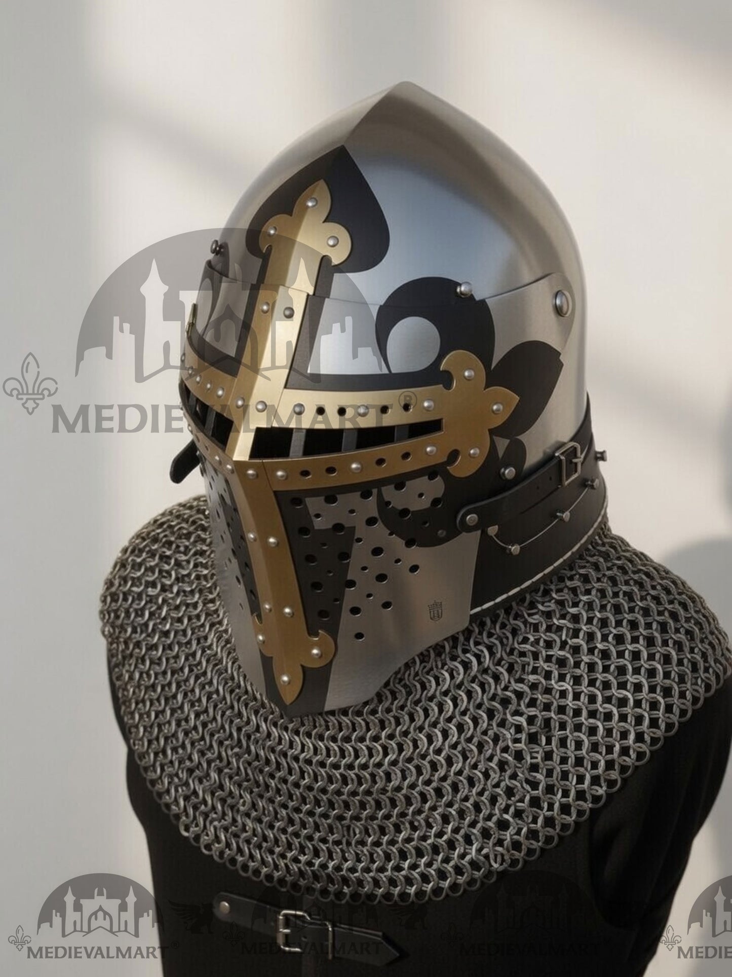 MEDIEVALMART 4th-Century Alexander “Monarch” Edition ROA Helmet W/H Golden Cross