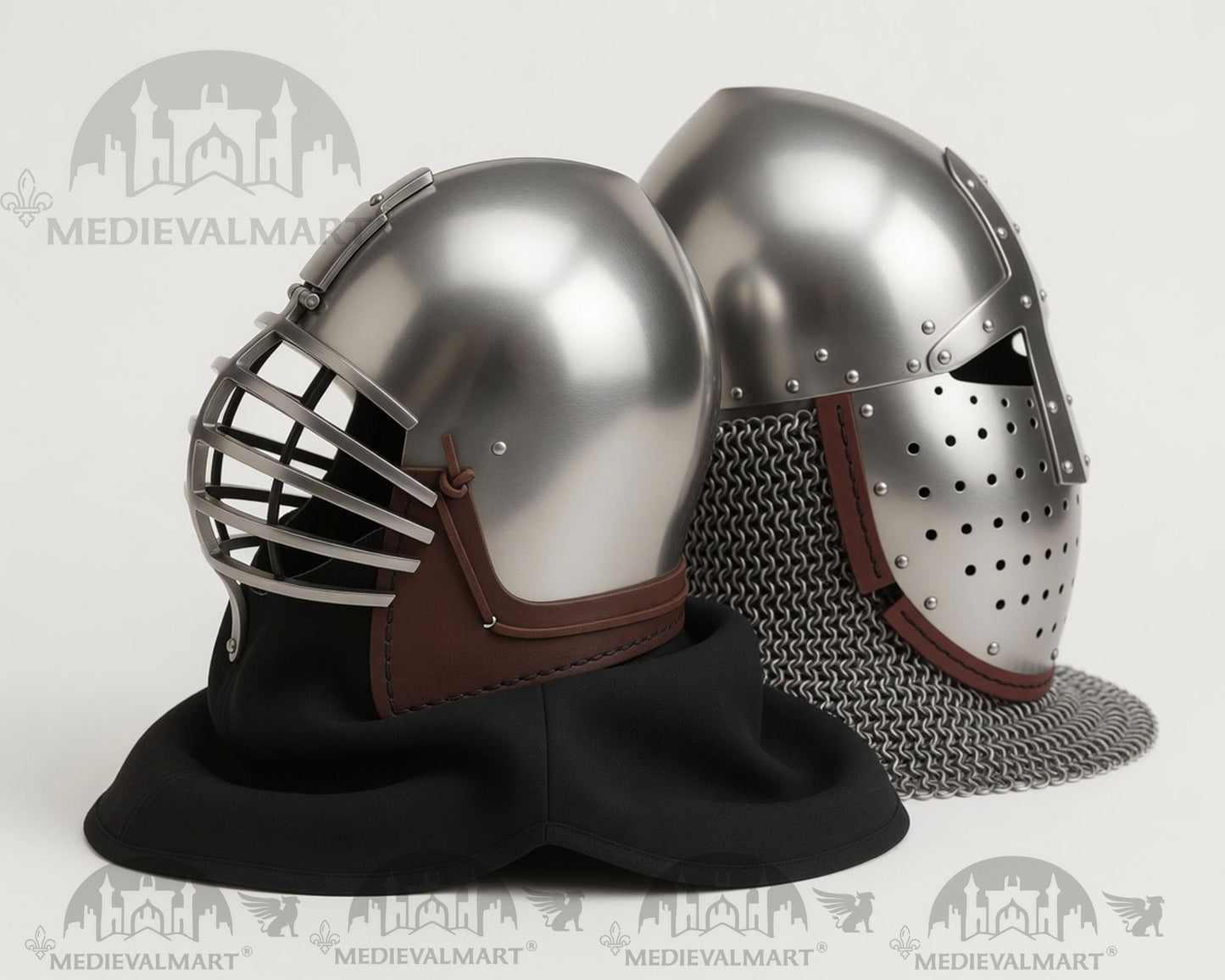 MEDIEVALMART Collection Limitée XIVe siècle « Côtes de loup » & Casque Bacinet « Normand »