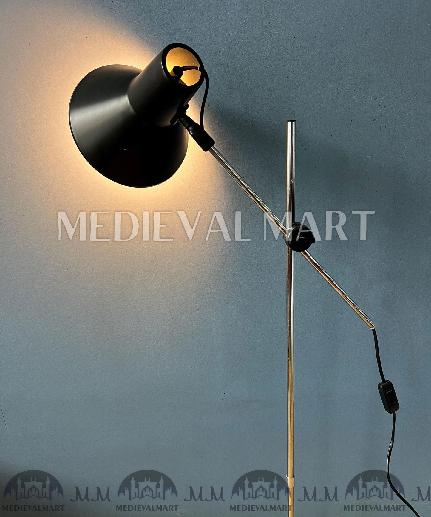 MEDIEVALMART Vintage Adjustable Black Floor Lamp in Style of Hoogervorst