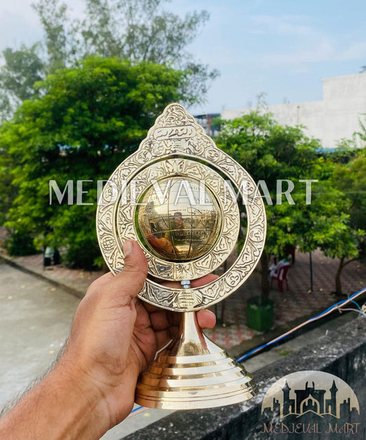 MEDIEVALMART Handmade Antique Brass World Globe for Desk Decor Armillary Home Office Interior Gift For Dad