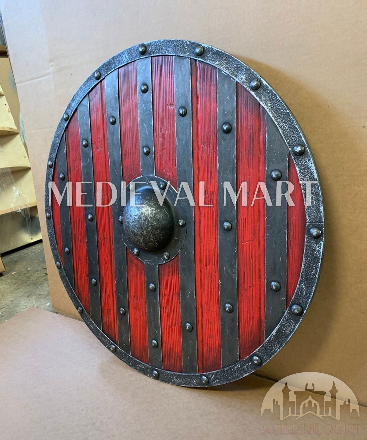 MEDIEVALMART Viking's Valhalla King Bjorn Ironside  Authentic Battleworn Viking Wooden Shield | Gifts For Dad