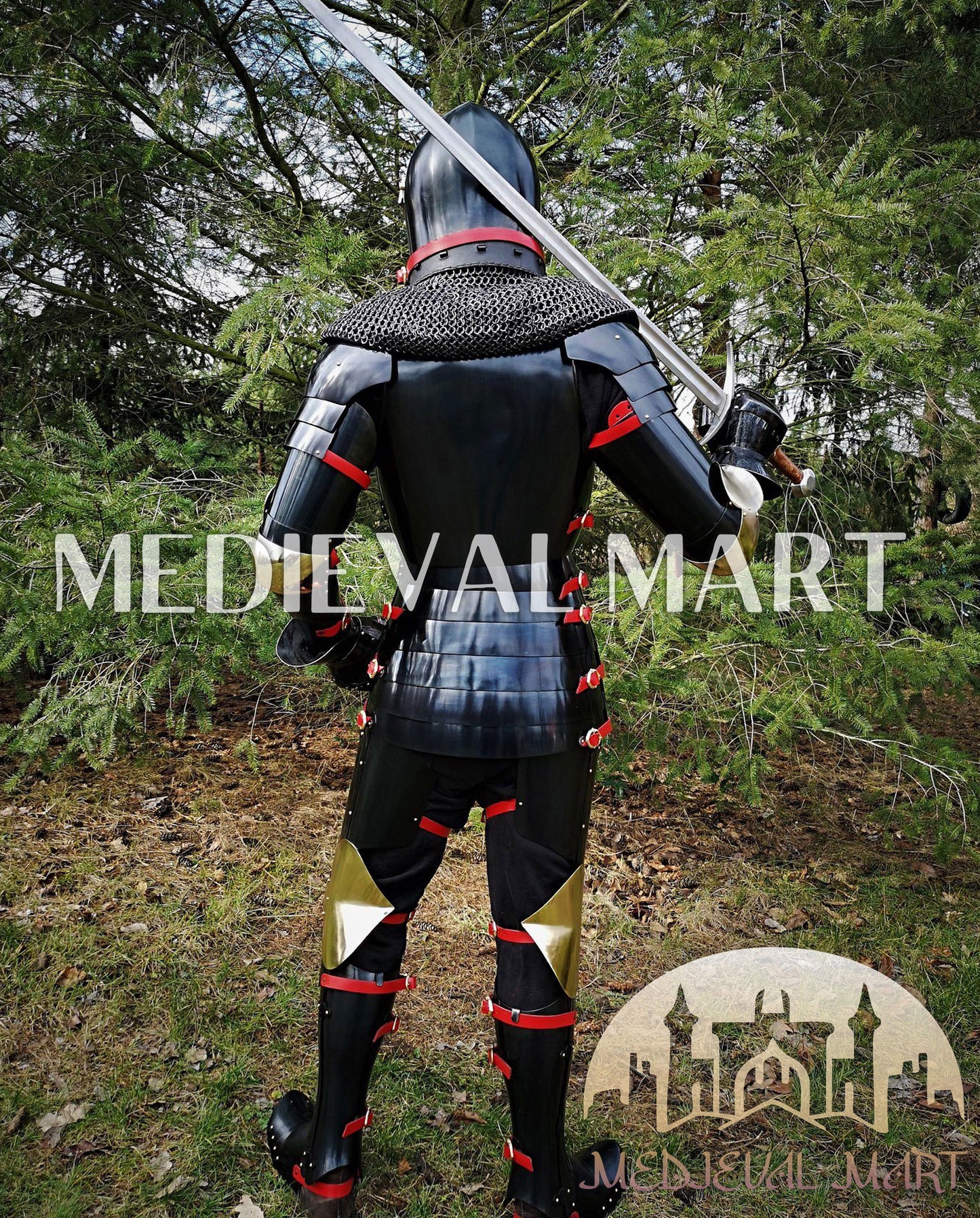 MEDIEVALMART Medieval Roman Empire Kastenbrust full Body Plate Armour Suit W/H Alexander (ROA 1332), Sword