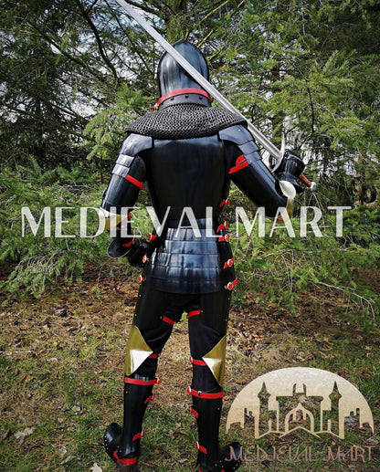 MEDIEVALMART Medieval Roman Empire Kastenbrust full Body Plate Armour Suit W/H Alexander (ROA 1332), Sword