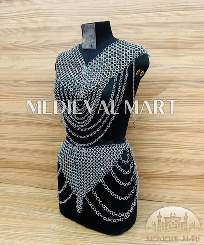 MEDIEVALMART Women’s (MoonFire) Chainmail Armor W/H Skirt