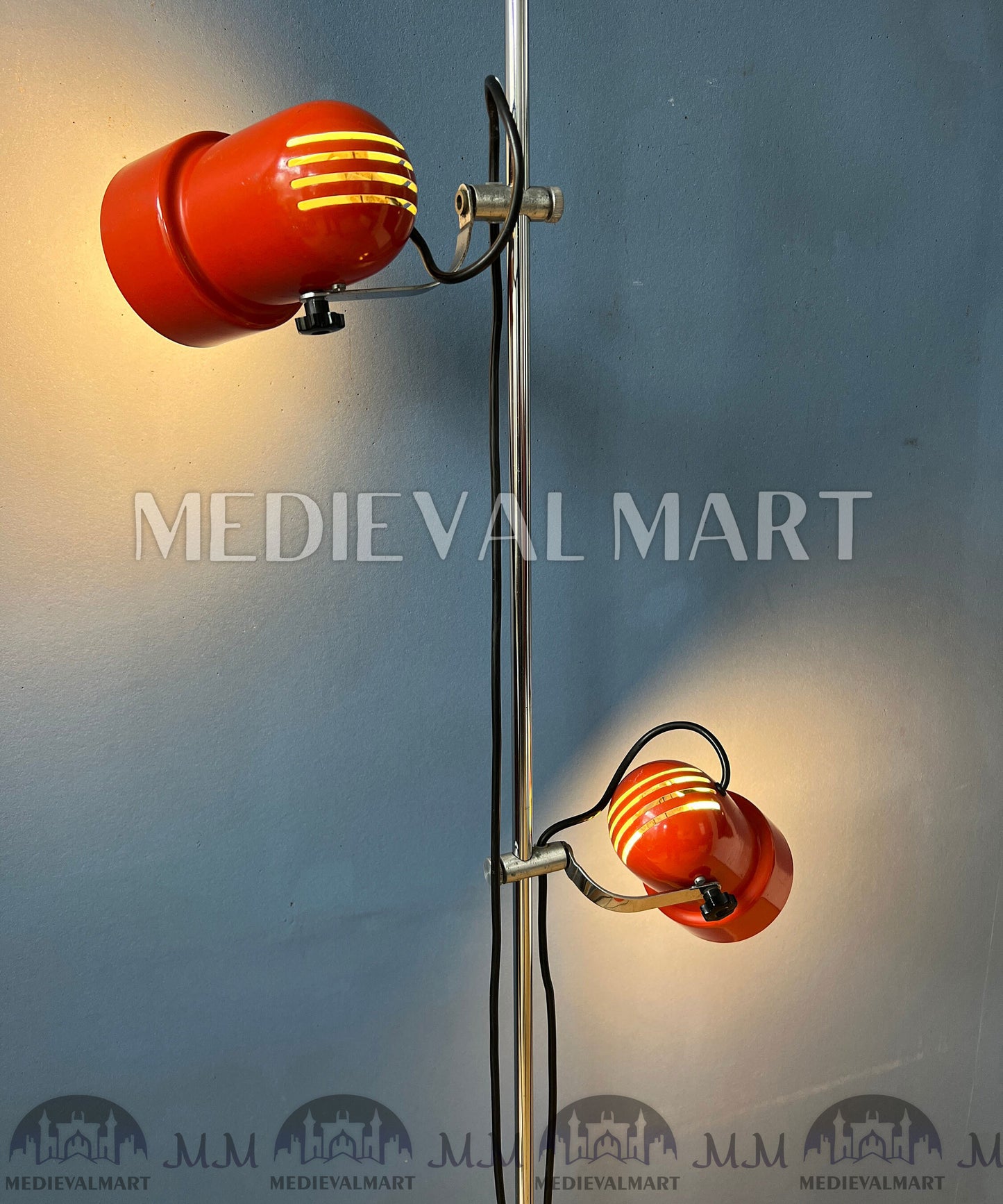 MEDIEVALMART 1960s Italian Red Mid Century Space Age Floor Lamp