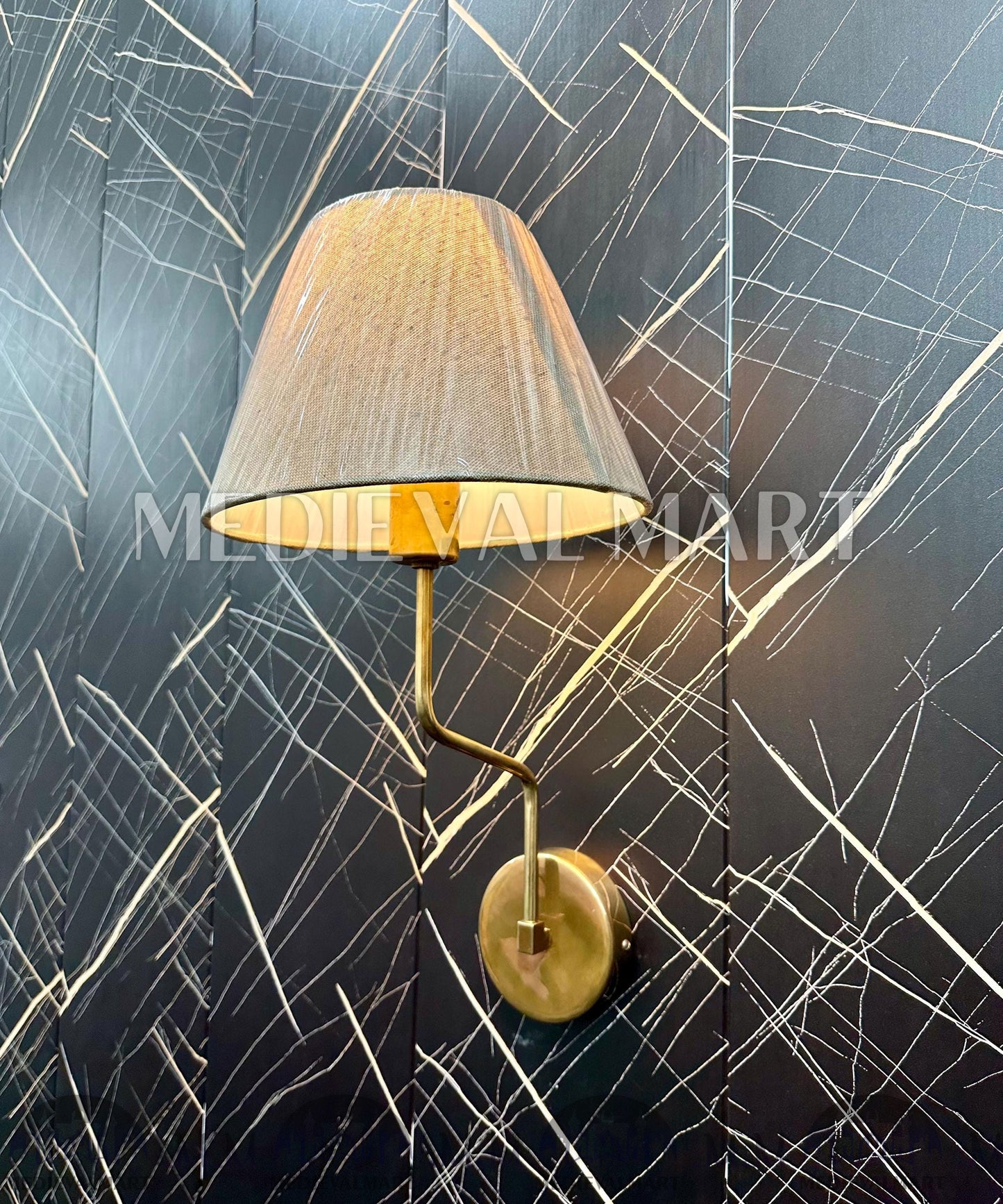 MEDIEVALMART Modern Brass Shade Wall Lamp: Minimalist Bedroom Sconce