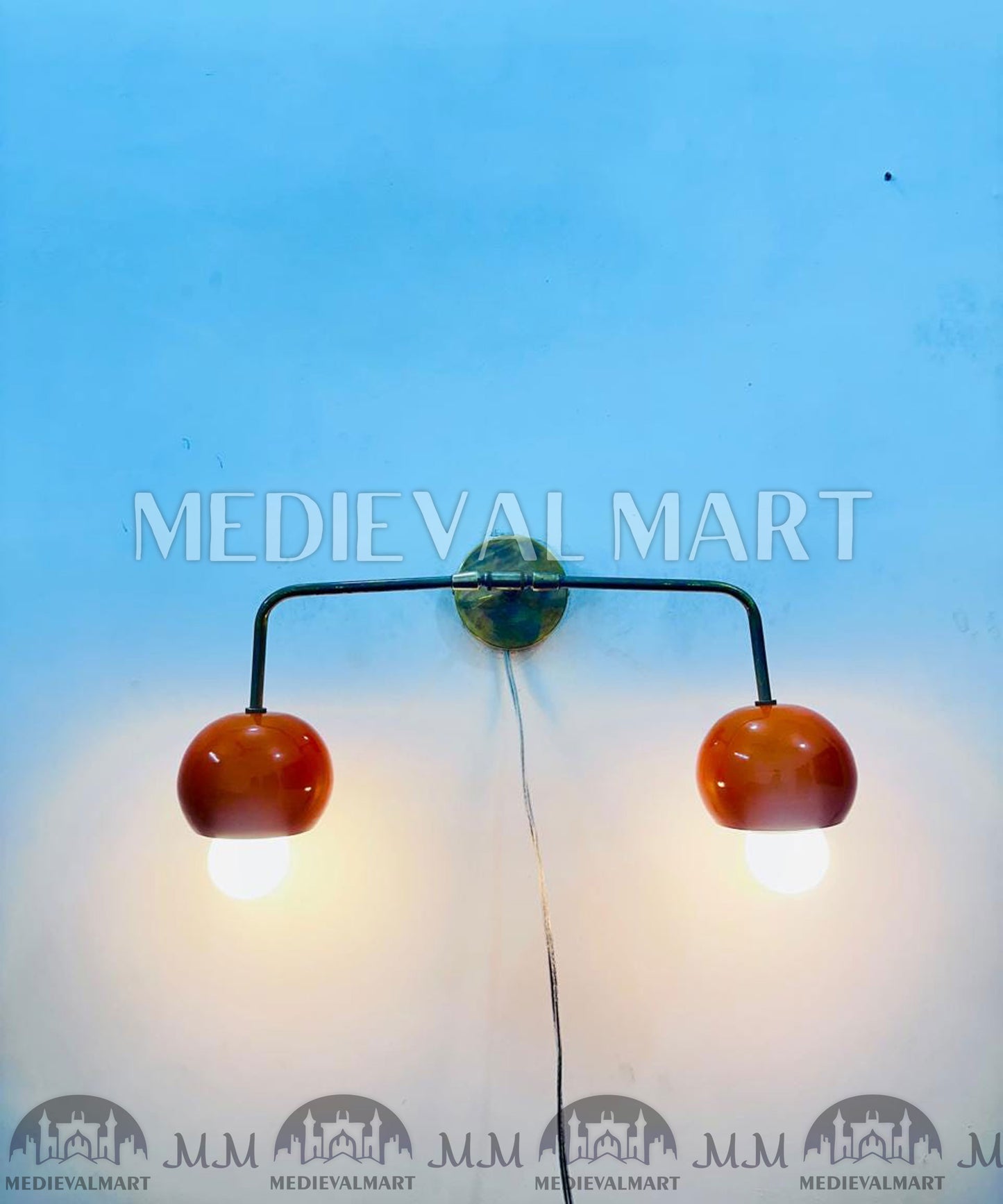 MEDIEVALMART 1950s Mid Century Brass Italian Adjustable Diabolo Wall Sconce Light Fixture