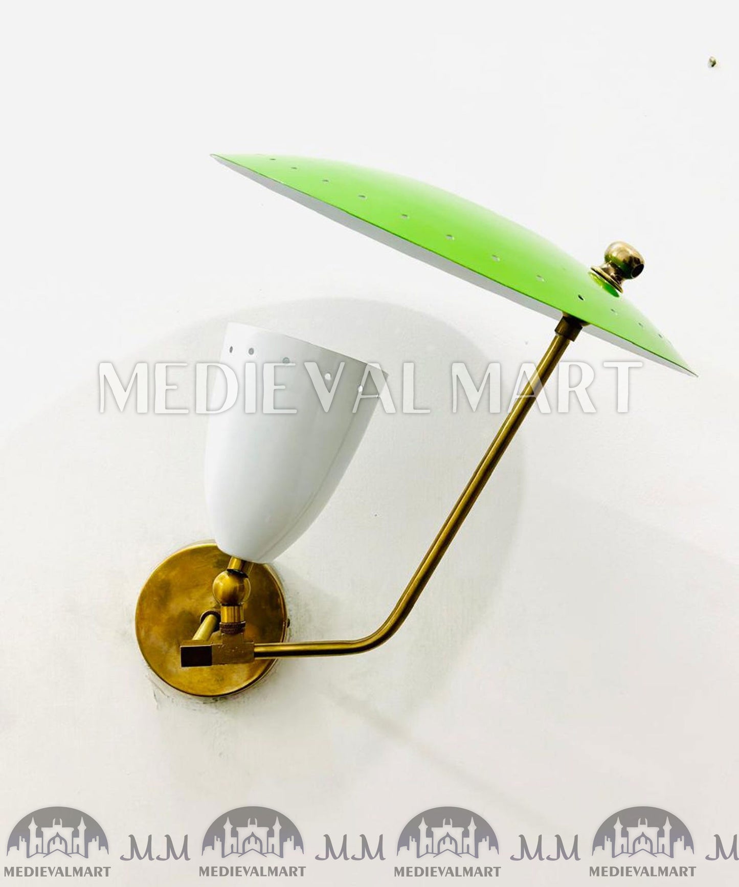 MEDIEVALMART Handmade Custom Brass Wall Lamp: Mid-Century Modern Sconce