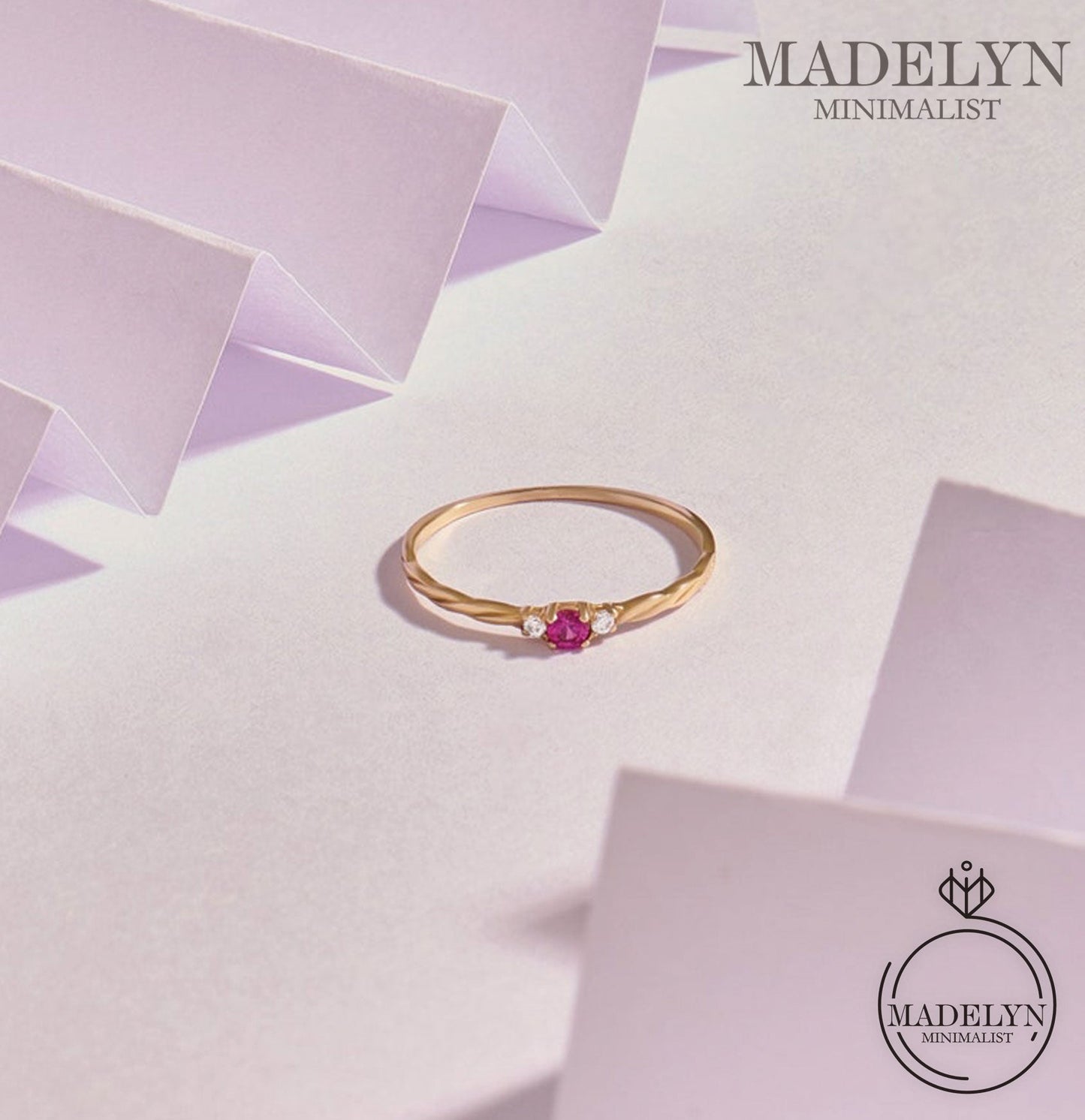 MADELYN MINIMALIST 14k Gold July Birthstone Minimalist Ring for Women | Gift for Her