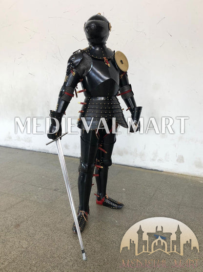 MEDIEVALMART Medieval Knight Katernbrust Full Body Armor Set W/H Sword