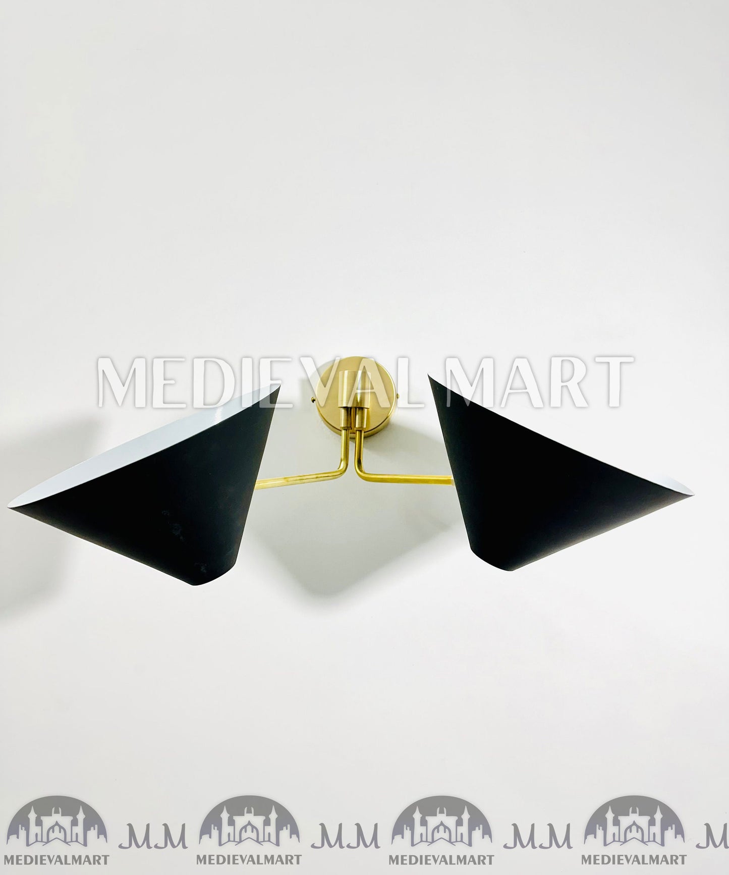 MEDIEVALMART Mid Century Brass Wall Lamp: Japanese Shade Sconce Lighting