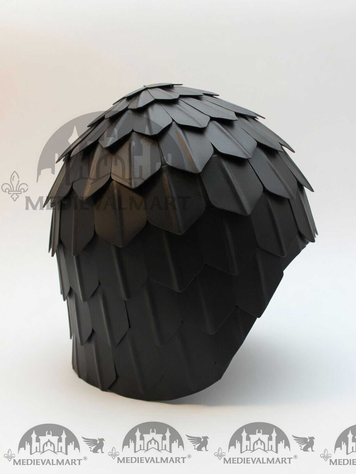 MEDIEVALMART Medieval Historical Scaled Skull Cap Helmet W/H Antique Black Polished & Carbon Steel