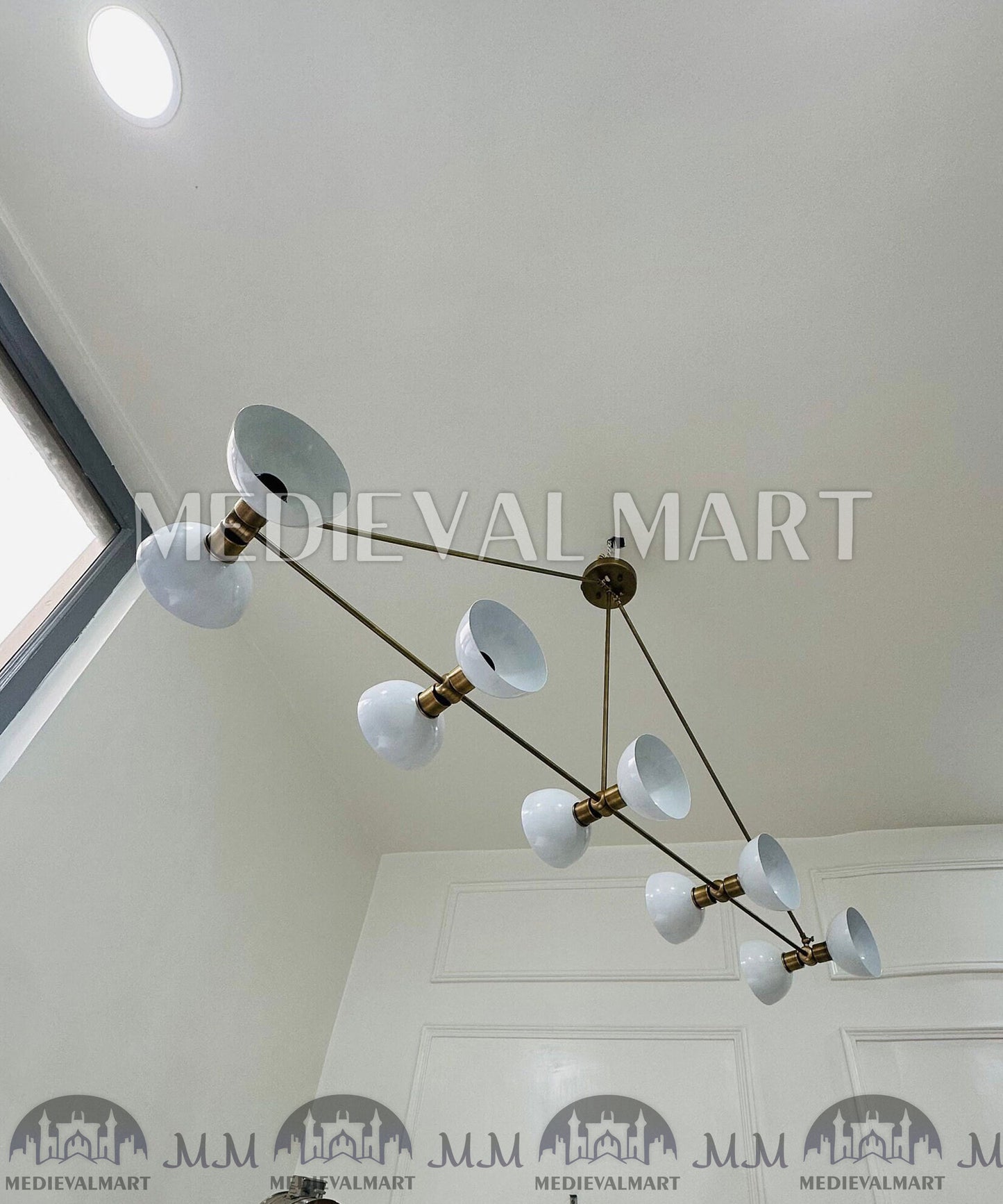 MEDIEVALMART Handcrafted Brass Sputnik Chandelier | Mid-Century Modern Light Fixture