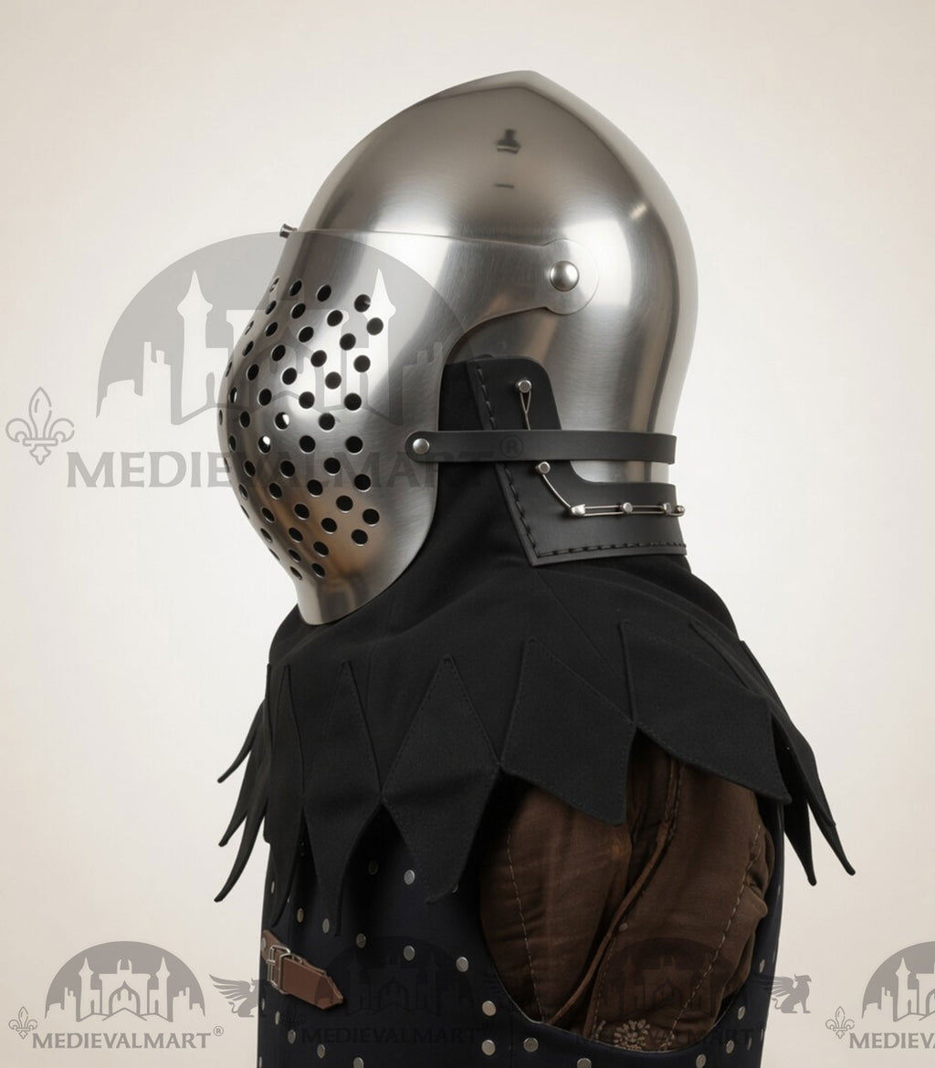 MEDIEVALMART Medieval Archaic “Eisenkopf” Bacinet Helmet Italian HMB; SCA "Bellifortis"