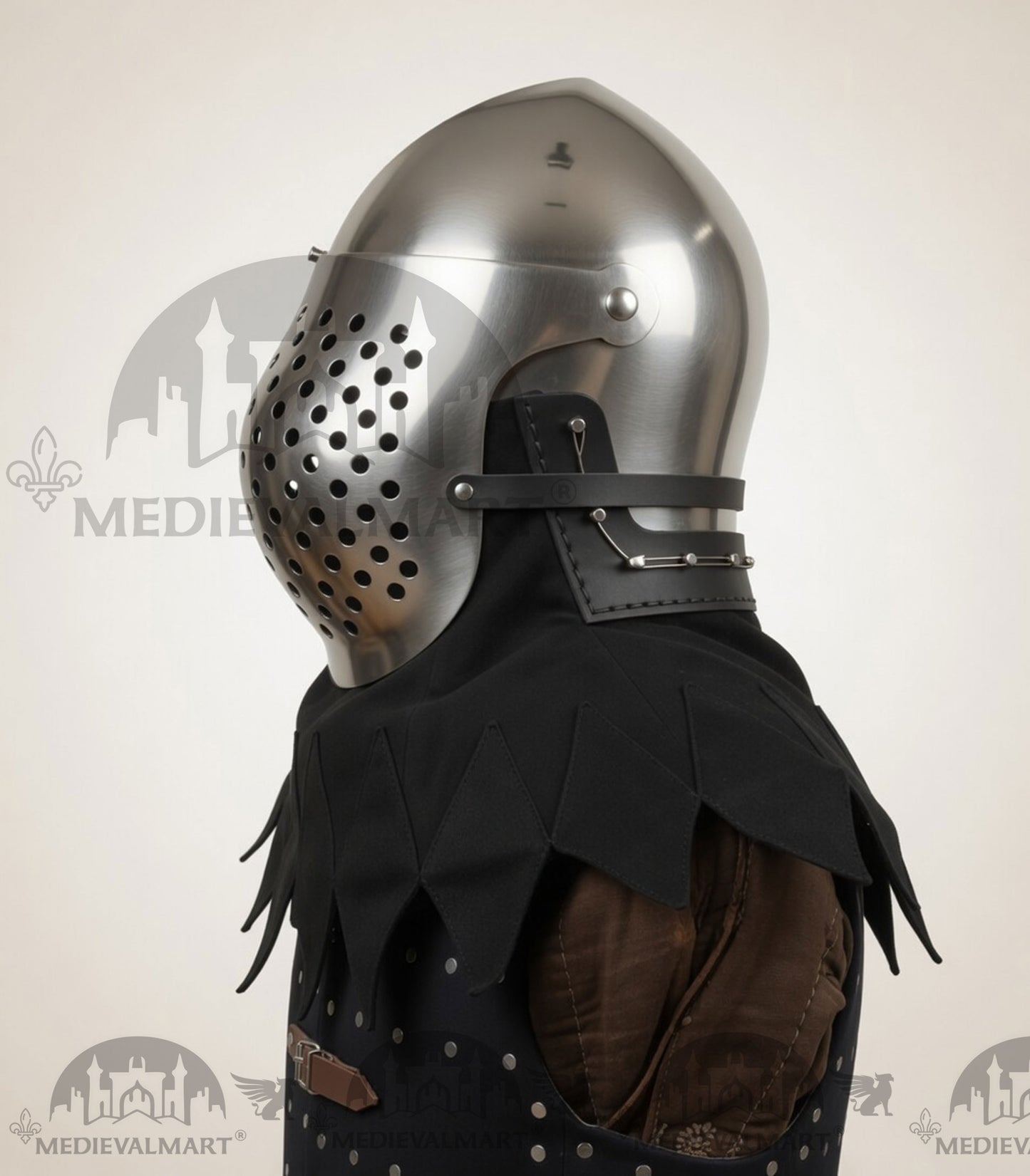 MEDIEVALMART Medieval Archaic “Eisenkopf” Bacinet Helmet Italian HMB; SCA "Bellifortis"