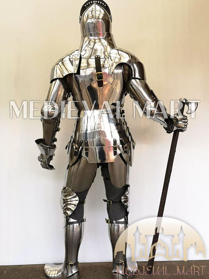MEDIEVALMART Medieval knight Full Plate Customised English Body Armor With Viking Axe Weapon