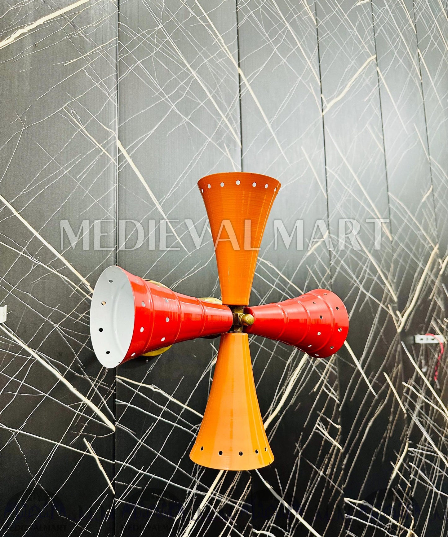 MEDIEVALMART Modern Brass Wall Sconce: Fan Style Lighting Fixture