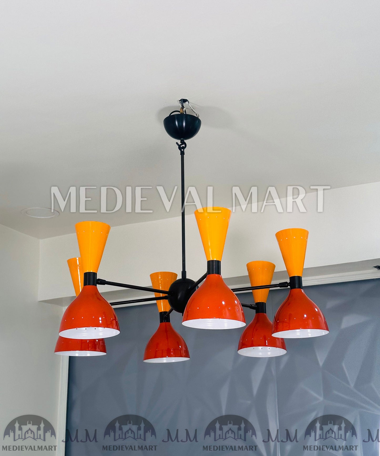 MEDIEVALMART Modern Handcrafted Brass Sputnik Chandelier Mid Century Modern Light Fixture