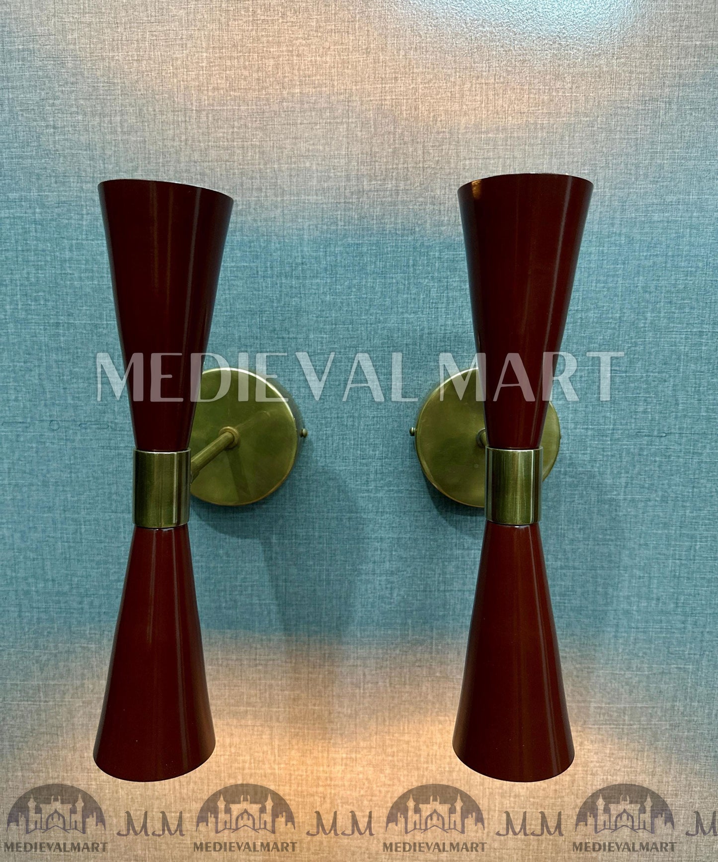 MEDIEVALMART Mid Century Modern Wall Sconce Italian Diabolo Brass Light