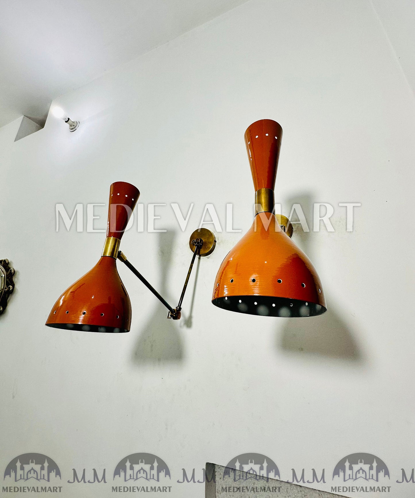 MEDIEVALMART Mid Century Italian Stilnovo Sconce Lighting Pair Reading Lamp Fixture Adjustable