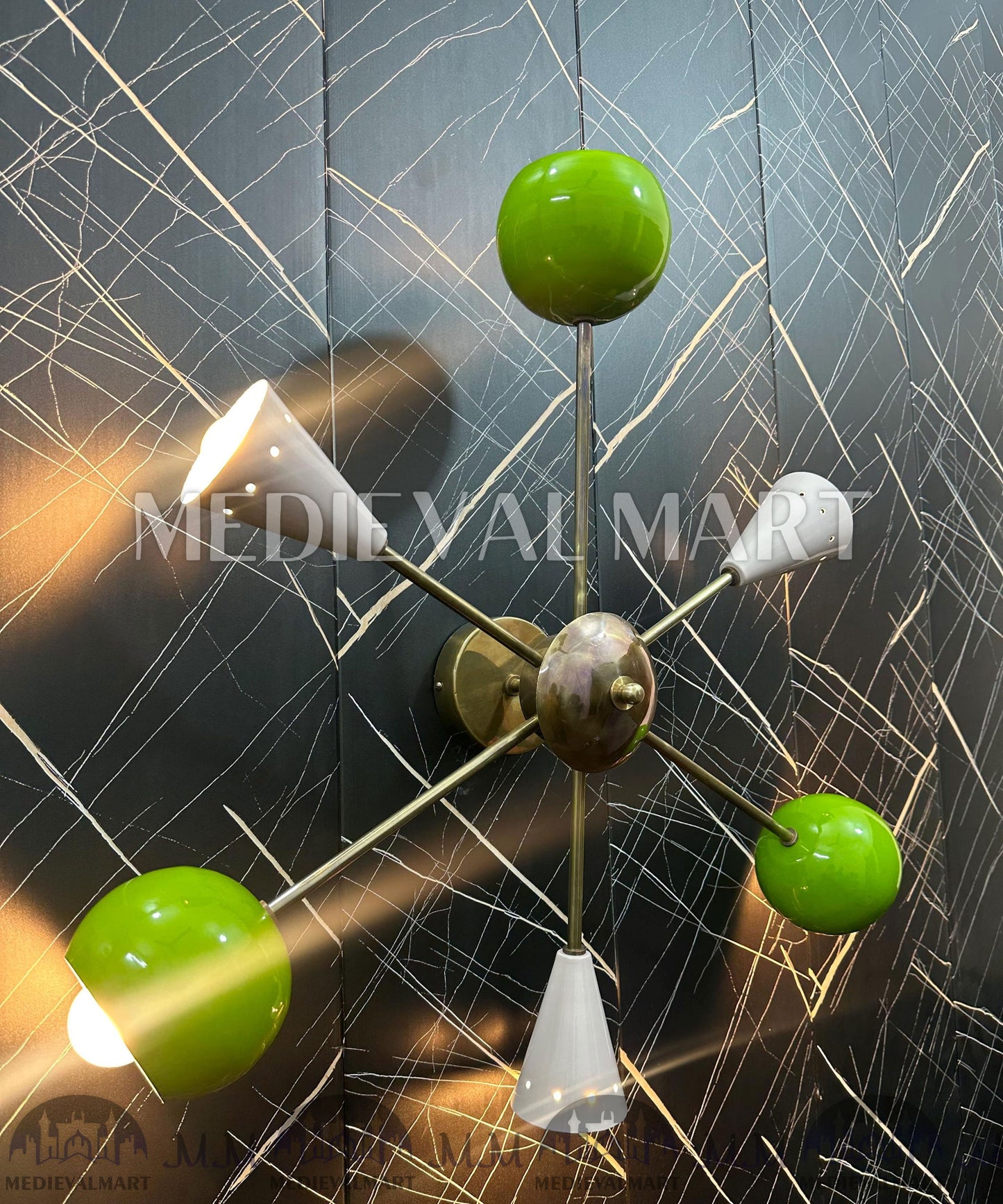 MEDIEVALMART Modern Brass Sputnik Wall Chandelier: Multicolor Eyeball Shade Lighting