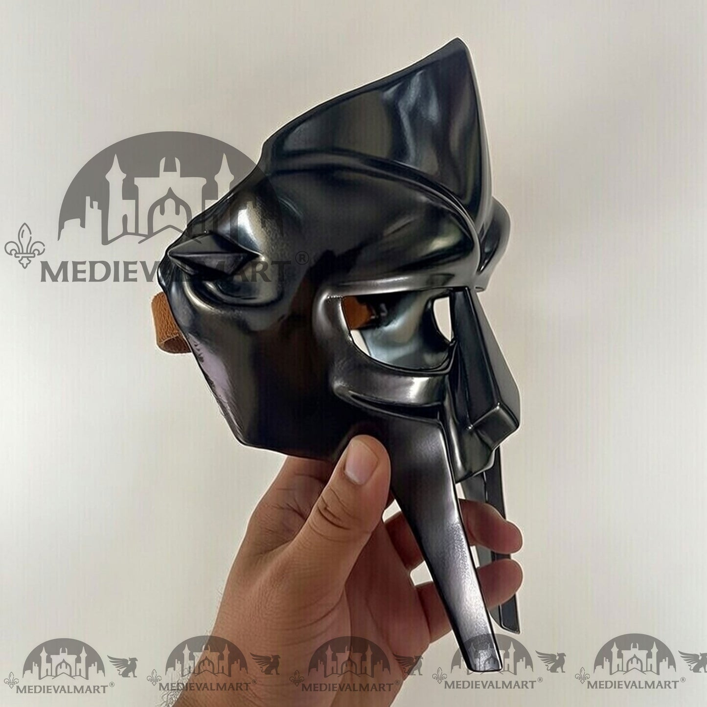 MEDIEVALMART MF DOOM Mask Mad-villain Black Finish Steel Face Armor