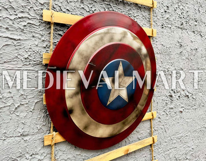 MEDIEVALMART Marvel Legend Captain America Shield Battle Damage Finish Marvel Prop Replica