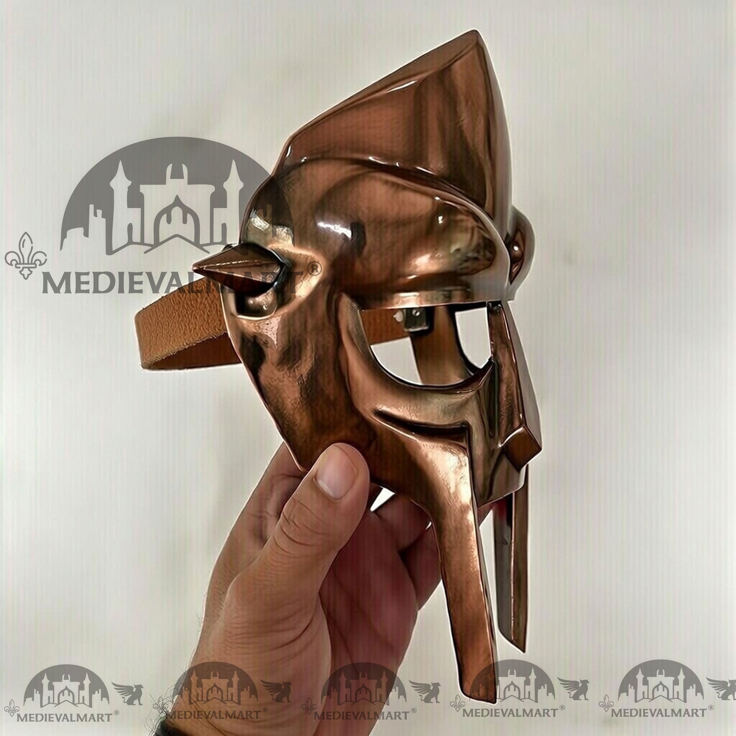 MEDIEVALMART MF DOOM Mask Mad-villain Antique Copper Finish Steel Face Armor