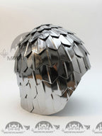 MEDIEVALMART Medieval Historical Scaled Skull Cap Helmet, Shiny Silver Polished Helmet / Best for Reenactment