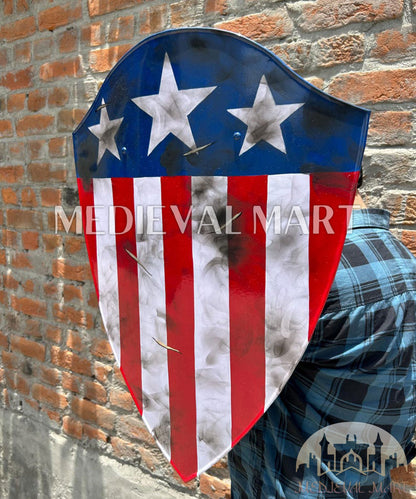 MEDIEVALMART First Avengers Steve Rogers Damaged Shield | Gift for Cosplayer