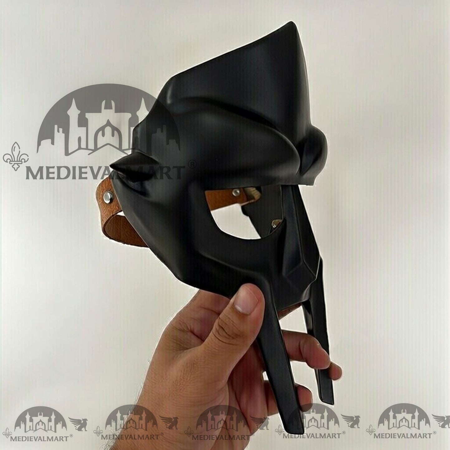 MEDIEVALMART MF DOOM Mask Mad-villain Antique Black Finish Steel Face Armor