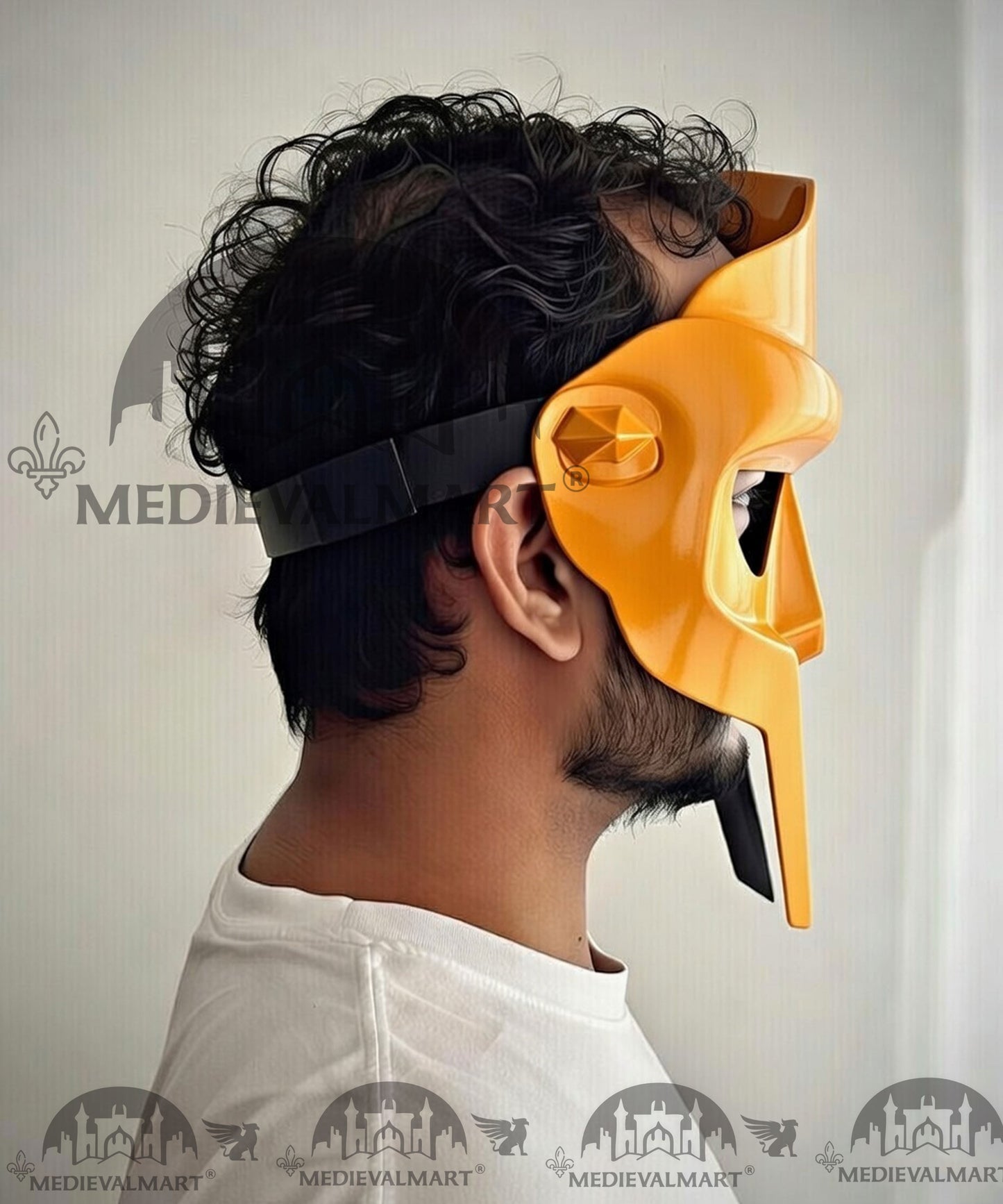 MEDIEVALMART PREMIUM MF DOOM Mask Mad Villain Orange Finish Steel Face Armor