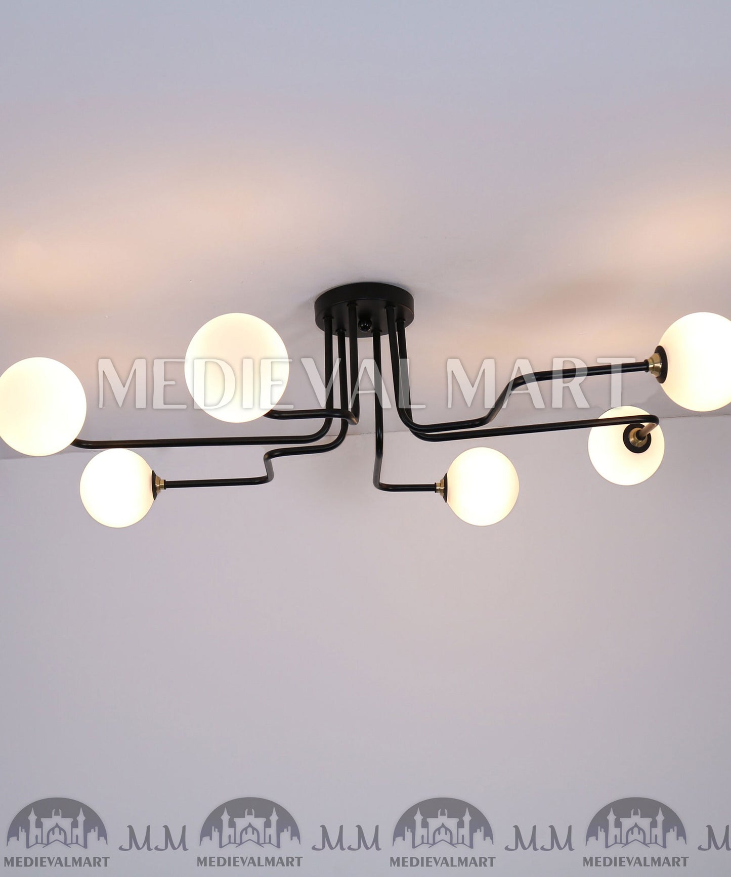MEDIEVALMART Minimal Mid Century Light, Elongated Lamp, Ceiling Light Fixture
