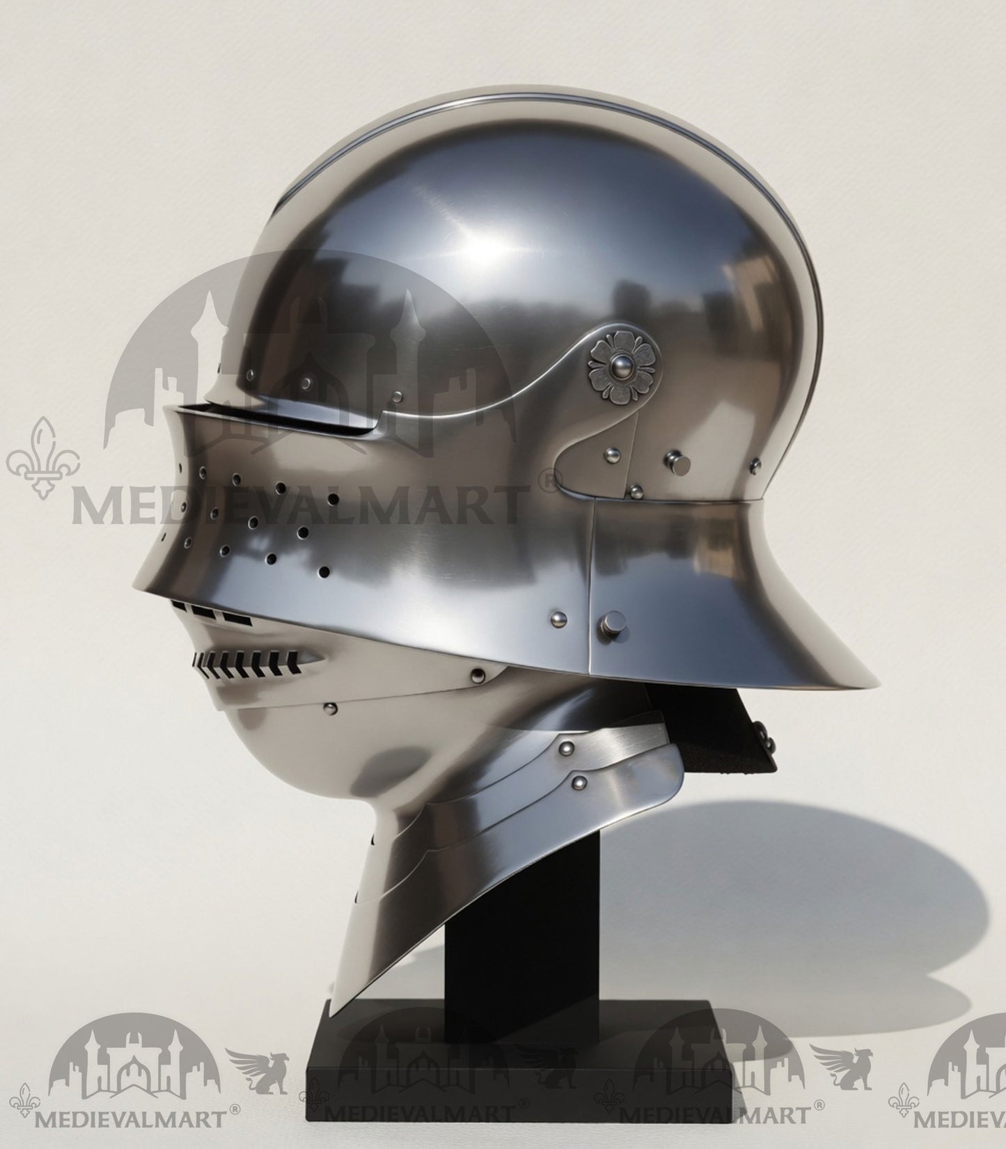 MEDIEVALMART 15 Century German Knight Closed Medieval Sallet Helmet With Neck Armor